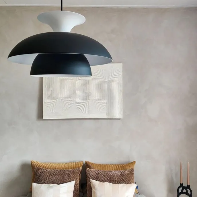 Moderne runde Pendelleuchte schwarz mit weiß 3 - Schichten - Titus