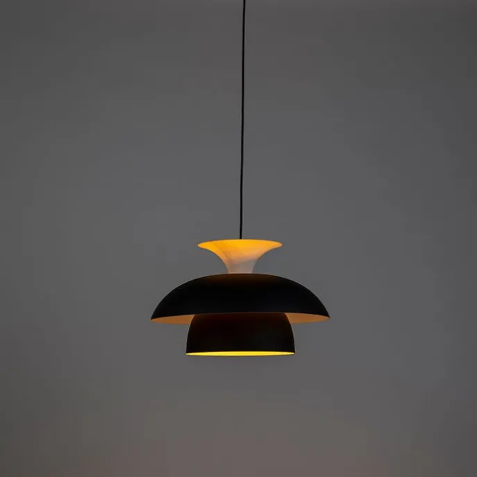 Moderne runde Pendelleuchte schwarz mit weiß 3 - Schichten - Titus