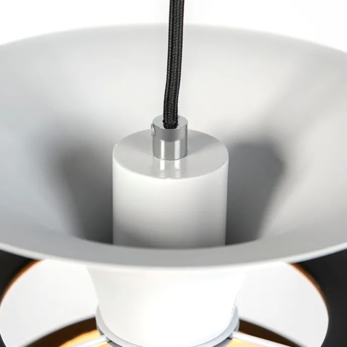 Moderne runde Pendelleuchte schwarz mit weiß 3 - Schichten - Titus