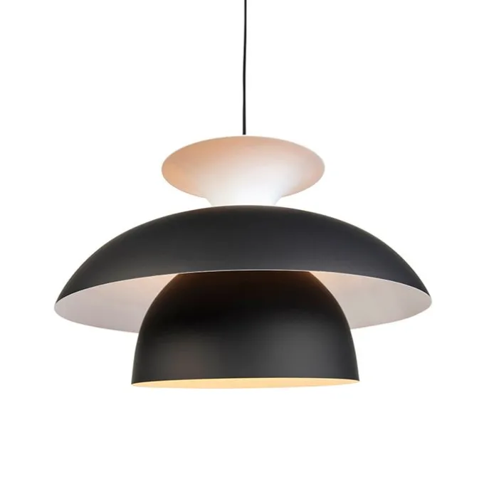 Moderne runde Pendelleuchte schwarz mit weiß 3 - Schichten - Titus