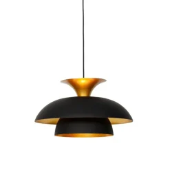 Moderne runde Pendelleuchte schwarz mit Gold 3-Lagen - Titus