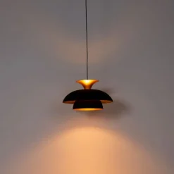 Moderne runde Pendelleuchte schwarz mit Gold 3-Lagen - Titus