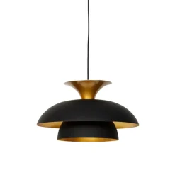 Moderne runde Pendelleuchte schwarz mit Gold 3-Lagen - Titus