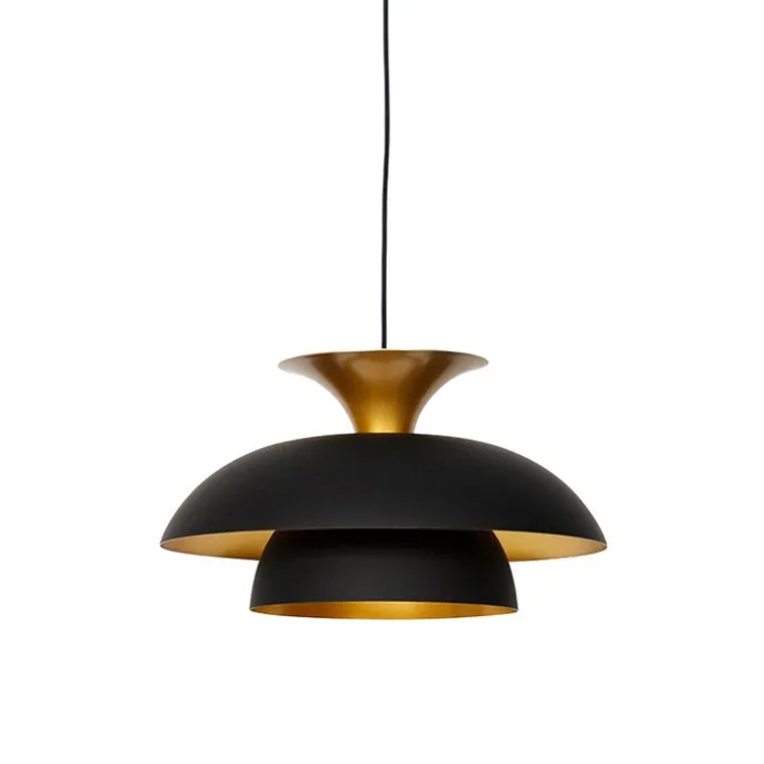 Moderne runde Pendelleuchte schwarz mit Gold 3-Lagen - Titus