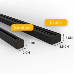 Moderne Schiene schwarz 80cm 1-phasig - Slimline