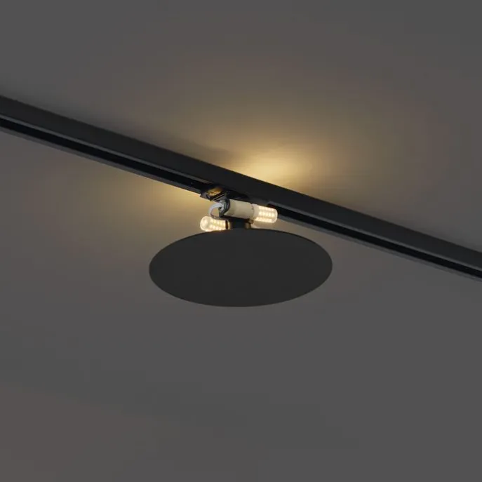 Moderne schwarze Deckenleuchte für 1-Phasen-Schienensystem 2-flammig - Iconic Pulley