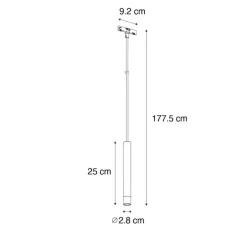 Moderne schwarze Pendelleuchte für 1-phasiges Schienensystem - Slimline Keno