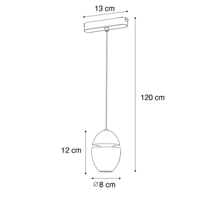 Moderne schwarze Pendelleuchte für 1-Phasen-Schienensystem inkl. LED - Magnetic Eggy