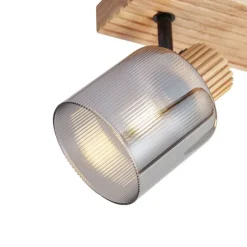 Moderne spot hout met smoke glas 2-lichts draai- en kantelbaar - Gracy
