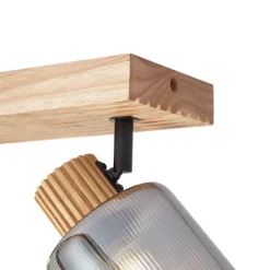 Moderne spot hout met smoke glas 2-lichts draai- en kantelbaar - Gracy