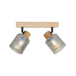 Moderne spot hout met smoke glas 2-lichts draai- en kantelbaar - Gracy