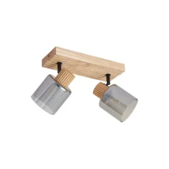 Moderne spot hout met smoke glas 2-lichts draai- en kantelbaar - Gracy