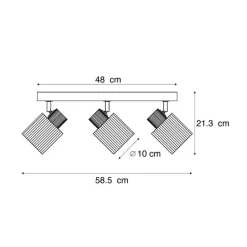 Moderne spot hout met smoke glas 3-lichts draai- en kantelbaar - Gracy