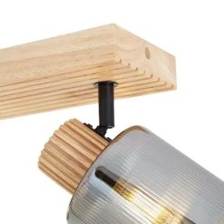 Moderne spot hout met smoke glas 3-lichts draai- en kantelbaar - Gracy