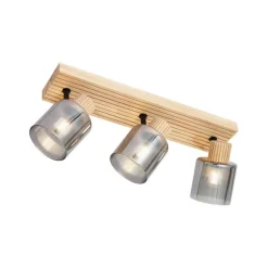 Moderne spot hout met smoke glas 3-lichts draai- en kantelbaar - Gracy