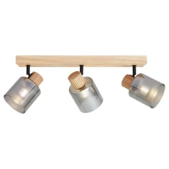 Moderne spot hout met smoke glas 3-lichts draai- en kantelbaar - Gracy