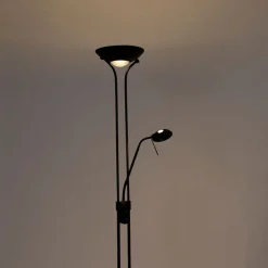Moderne Stehlampe schwarz mit Leselampe inkl. LED dunkel bis warm - Diva