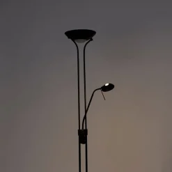 Moderne Stehlampe schwarz mit Leselampe inkl. LED dunkel bis warm - Diva