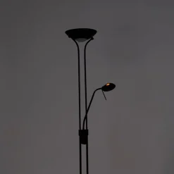 Moderne Stehlampe schwarz mit Leselampe inkl. LED dunkel bis warm - Diva