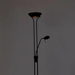 Moderne Stehlampe schwarz mit Leselampe inkl. LED dunkel bis warm - Diva