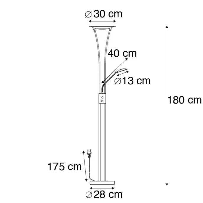 Moderne Stehlampe schwarz inkl. LED mit Lesearm - Ibiza
