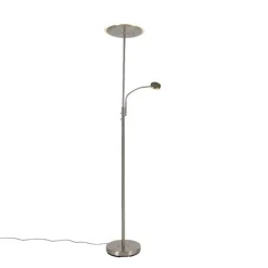 Moderne Stehlampe Stahl inkl. LED mit Fernbedienung und Lesearm - Strela