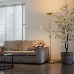 Moderne Stehleuchte Messing mit Leselampe inkl. LED dim to warm - Diva