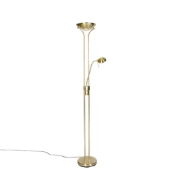 Moderne Stehleuchte Messing mit Leselampe inkl. LED dim to warm - Diva