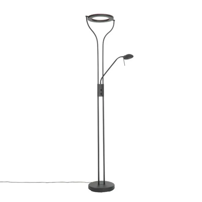 Moderne Stehleuchte schwarz mit Lesearm inkl. LED und Dimmer - Divo