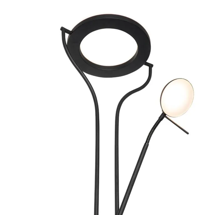 Moderne Stehleuchte schwarz mit Lesearm inkl. LED und Dimmer - Divo