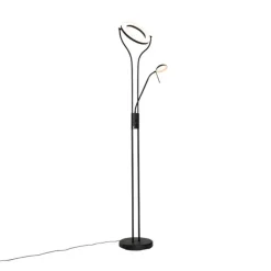 Moderne Stehleuchte schwarz mit Lesearm inkl. LED und Dimmer - Divo