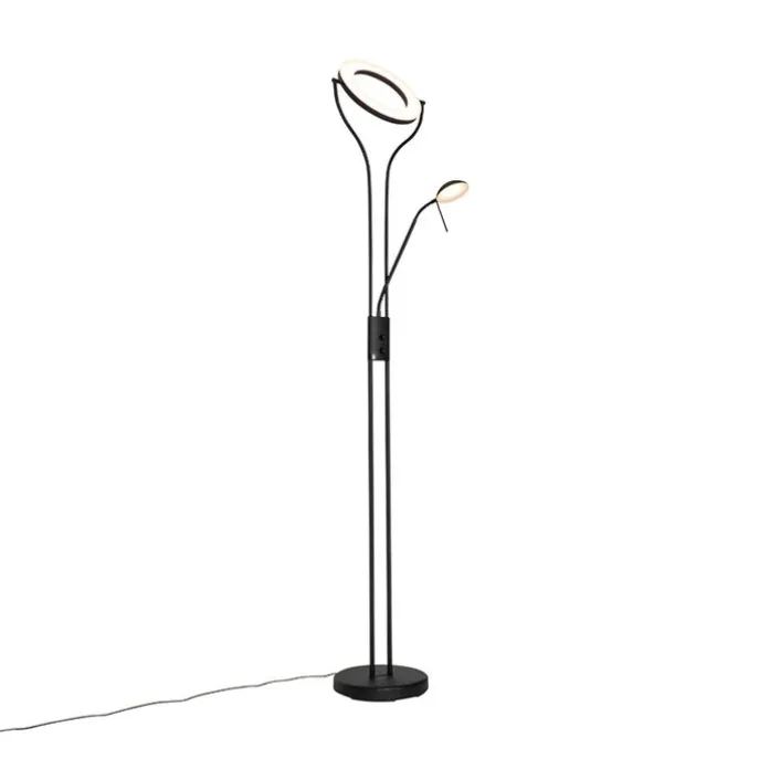 Moderne Stehleuchte schwarz mit Lesearm inkl. LED und Dimmer - Divo