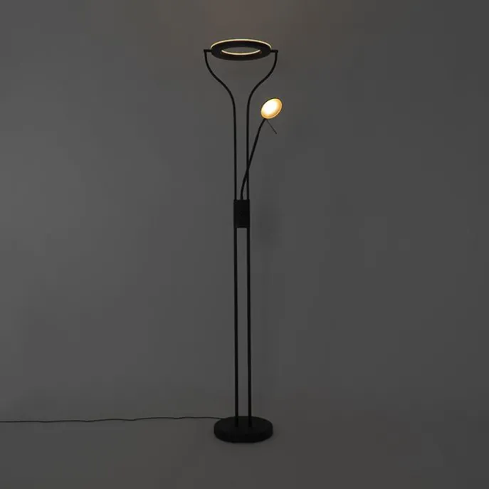 Moderne Stehleuchte schwarz mit Lesearm inkl. LED und Dimmer - Divo