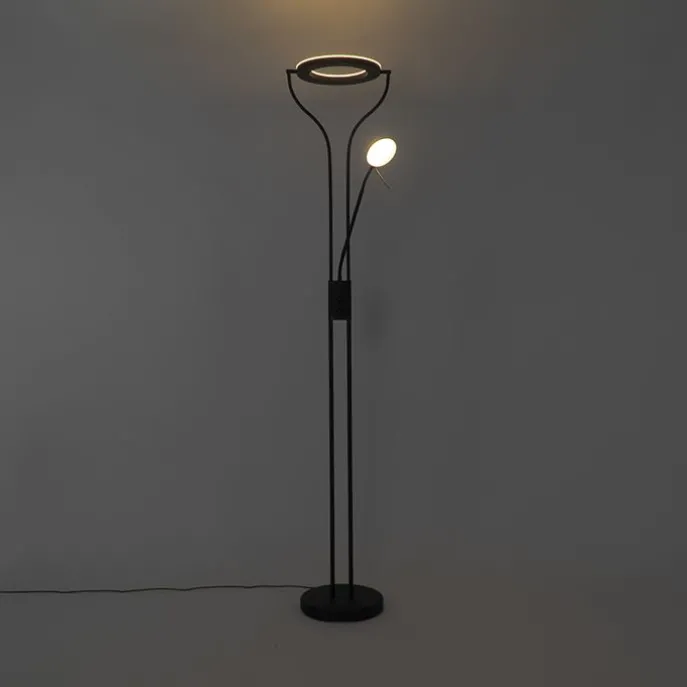 Moderne Stehleuchte schwarz mit Lesearm inkl. LED und Dimmer - Divo