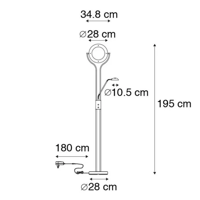 Moderne Stehleuchte schwarz mit Lesearm inkl. LED und Dimmer - Divo