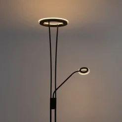 Moderne Stehleuchte schwarz inkl. LED mit Lesearm - Divine