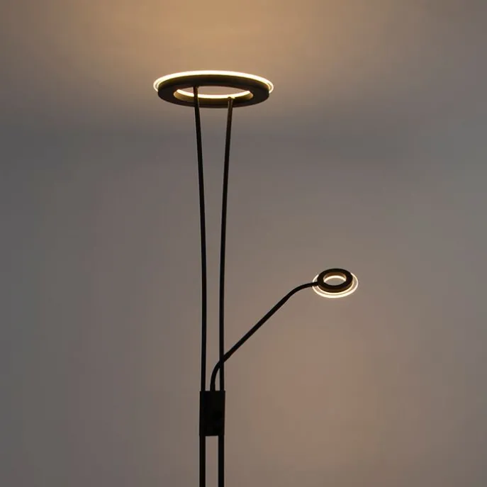 Moderne Stehleuchte schwarz inkl. LED mit Lesearm - Divine