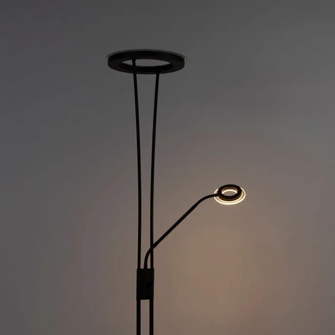Moderne Stehleuchte schwarz inkl. LED mit Lesearm - Divine