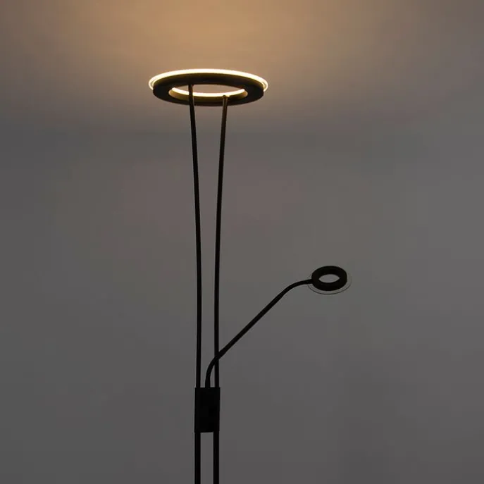 Moderne Stehleuchte schwarz inkl. LED mit Lesearm - Divine