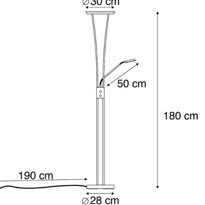 Moderne Stehleuchte schwarz inkl. LED mit Lesearm - Divine