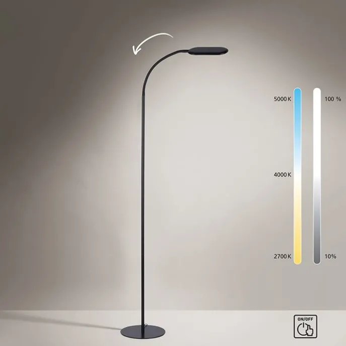 Moderne Stehleuchte schwarz dimmbar inkl. LED - Kiril