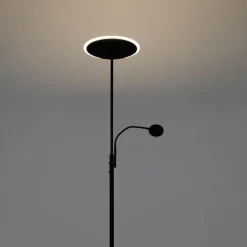 Moderne Stehleuchte schwarz inkl. LED mit Fernbedienung und Lesearm - Strela