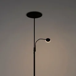 Moderne Stehleuchte schwarz inkl. LED mit Fernbedienung und Lesearm - Strela