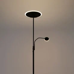 Moderne Stehleuchte schwarz inkl. LED mit Fernbedienung und Lesearm - Strela