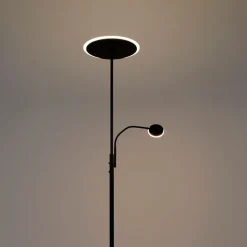 Moderne Stehleuchte schwarz inkl. LED mit Fernbedienung und Lesearm - Strela