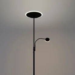 Moderne Stehleuchte schwarz inkl. LED mit Fernbedienung und Lesearm - Strela