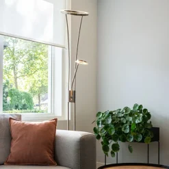 Moderne Stehleuchte Stahl und Glas inkl. LED mit Lesearm - Divine