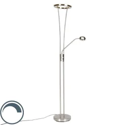 Moderne Stehleuchte Stahl und Glas inkl. LED mit Lesearm - Divine