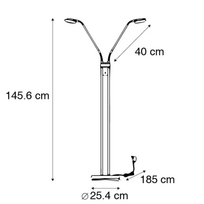 Moderne Stehleuchte Stahl mit Leselampe inkl. LED - Eva