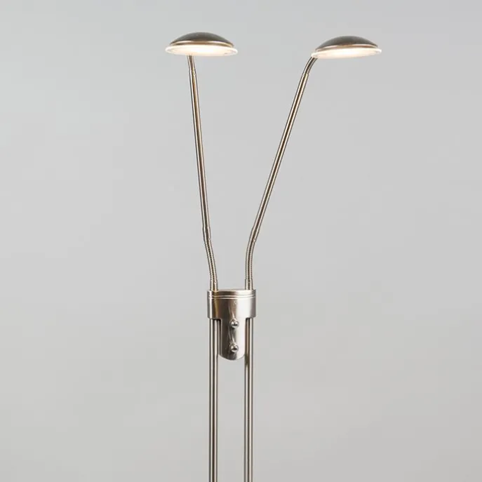 Moderne Stehleuchte Stahl mit Leselampe inkl. LED - Eva